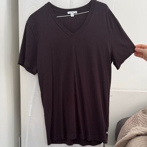 James Perse Men's V-Neck Short Sleeve Tee in Dark Brown